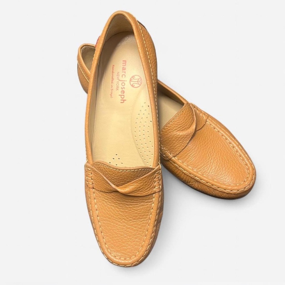 Marc Joseph Women’s tan Grainy leather Loafers Size 7‎ 1/2 - Picture 2 of 6